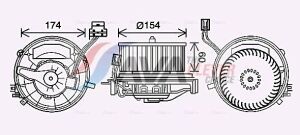 Вентилятор салона Audi A3, Q2/3, Golf VII, Passat, Tiguan, Touran, Skoda Karoq, Kodiaq, Octavia III, SuperB III AVA VW 