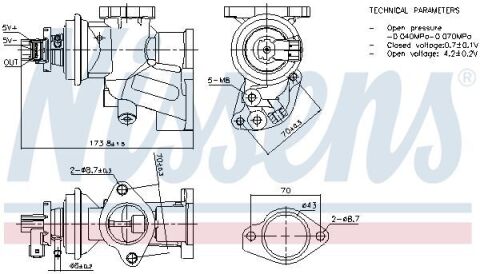 Клапан EGR Corsa C 1.7DI/DTI 00-NISSENS OPEL 