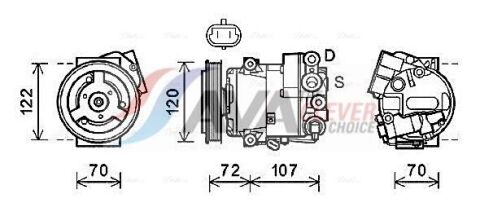 КомпресоркондиціонераASTRAJ1.409-,MERIVAB1.410-AVAOPEL