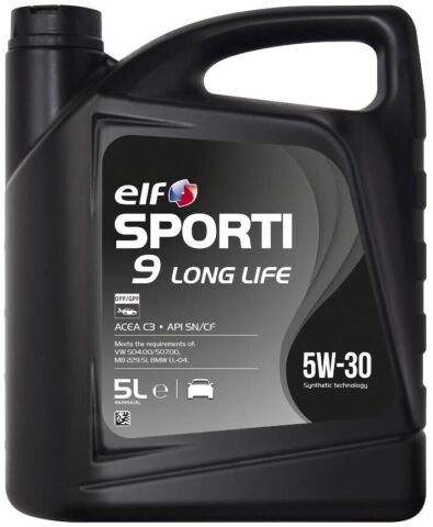 Моторна олива ELF SPORTI 9 LONG LIFE 5W-30, 5 літрів