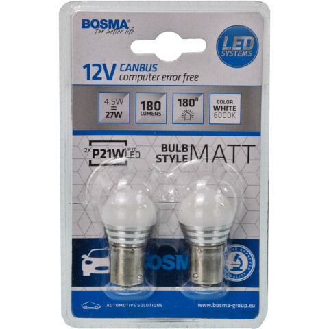 Лампа світлодіодна P21W 27W 12V LED WHITE MAT (комплект)
