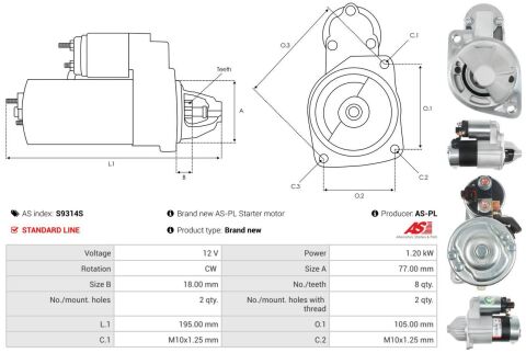Стартер 12V 1.20kW Стартер 12V 1.20kW