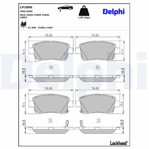 Колодки гальмівні (передні) Toyota Corolla 01-08/Prius 00-04/Yaris 99-05