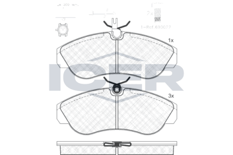 Колодки гальмівні (передні) Fiat Ducato/Citroen Jumper/Peugeot Boxer 94-02 (+датчики L=300mm)