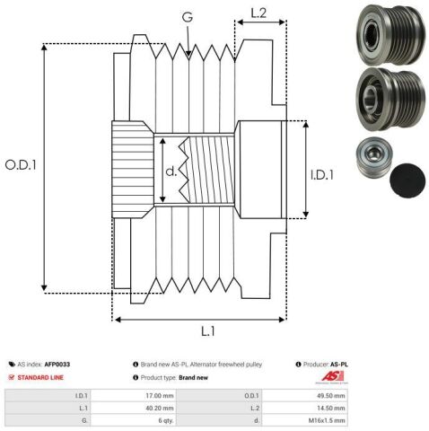 Шків генератора VW T5/T6/Caddy/Crafter 2.0TDI 09-, 6PK Шків генератора VW T5/T6/Caddy/Crafter 2.0TDI 09-, 6PK
