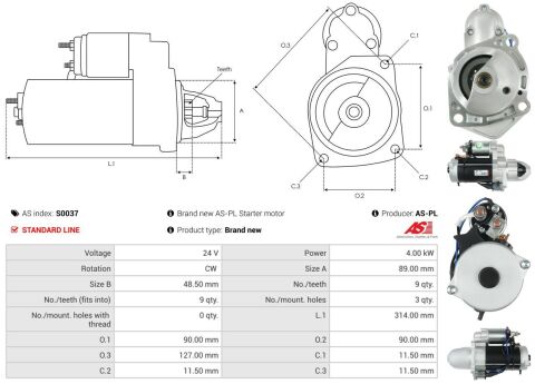 Стартер MB Vario/Atego 96- (24V/4KW)