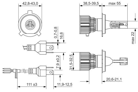 Лампа світлодіодна H4 12V 24W P43t Eco LED (комплект)
