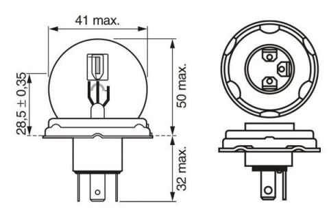 Лампа розжарювання R2 12V 45/40W P45t ECO WS Лампа розжарювання R2 12V 45/40W P45t ECO WS
