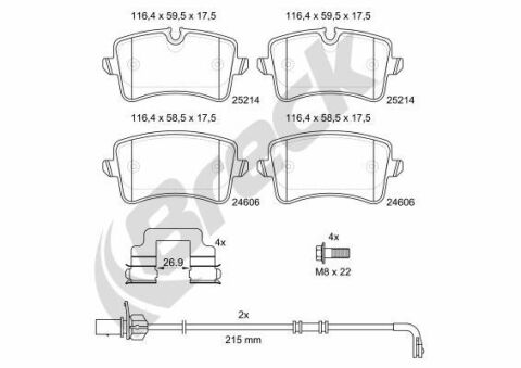 Колодки тормозные (задние) Audi A5/A6/A7 07- (Lucas) (с датчиком) (керамика) высокое качество Колодки тормозные (задние) Audi A5/A6/A7 07- (Lucas) (с датчиком) (керамика) высокое качество