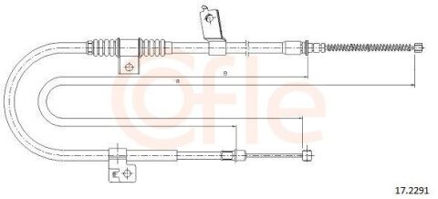 Трос ручника (задний) (L) Peugeot 4007/Mitsubishi Outlander II 06- (1627/1425mm)