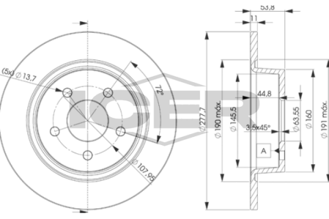 Диск тормозной (задний) Ford Transit Connect/Tourneo Connect 02-13 (277.7x11) (с покр.) (полный) Диск тормозной (задний) Ford Transit Connect/Tourneo Connect 02-13 (277.7x11) (с покр.) (полный)
