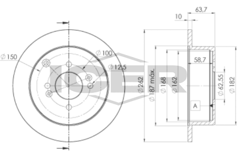 Диск гальмівний (задній) Hyundai Accent/Getz 05-10/i10/i20 08-/Kia Rio 05- (262x10) (з покр.)(повний)