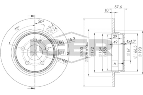Диск тормозной (задний) MB C-class (W204/S204) 07-/E-class (W212) 09- (300x10) (с покрытием)(полный)
