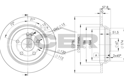 Диск тормозной (задний) MB Vito/Viano (W639) 03-(296x10) (с покрытием) (полный)