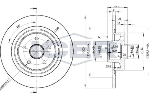 Диск тормозной (задний) Renault Espace IV/Vel Satis 02- (300x11) (с подшипником) (с покр.) (полный)
