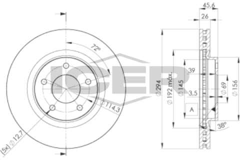 Диск гальмівний (передній) Citroen C4/Peugeot 4008/Mitsubishi Outlander 12- (294x26.3)(з покр.)(вент)