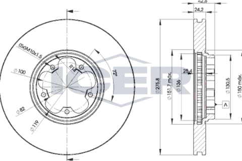 Диск гальмівний (передній) Ford Transit 00-06 (FWD) (276x24.5) (з покриттям) (вентильований)