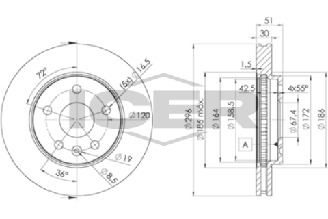 Диск гальмівний (передній) Opel Insignia A 08-/Chevrolet Aveo 05- (296x30) (з покриттям) (вентильований) Диск гальмівний (передній) Opel Insignia A 08-/Chevrolet Aveo 05- (296x30) (з покриттям) (вентильований)