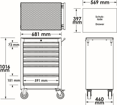 Тележка с инструментами 7 секций 320 ед. (серый) Series M