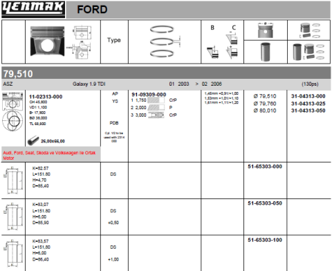 Поршень з кільцями та пальцем (розмір відп. 80.01/+0.5) (ASZ, AVF, AWX, (1-2 циліндр)