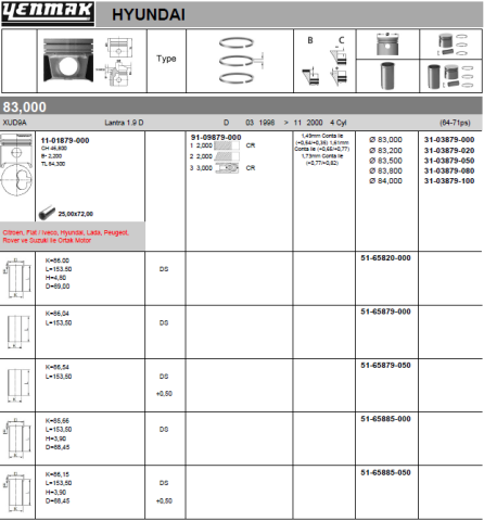 Поршень с кольцами и пальцем (размер отв. 83/STD) CITROEN 1.9D (4цл.) (XUD 9, XUD 9 A)