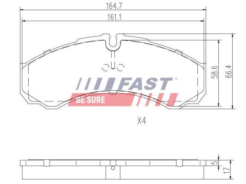 Колодки гальмівні дискові передні комплект IVECO Daily E4 06-11, Daily E3 99-06, Daily E2 96-99