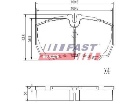 Колодки тормозные дисковые задние IVECO Daily E5 11-14, Daily E4 06-11, Daily E6 14-, Daily E3 99-06