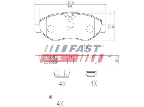 Колодки гальмівні дискові передні IVECO Daily E5 11-14, Daily E4 06-11, Daily E6 14-, Daily E3 99-06