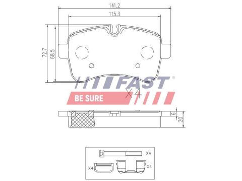 Колодки гальмівні дискові задні IVECO Daily E5 11-14, Daily E4 06-11, Daily E6 14-, Daily E3 99-06 Колодки гальмівні дискові задні IVECO Daily E5 11-14, Daily E4 06-11, Daily E6 14-, Daily E3 99-06