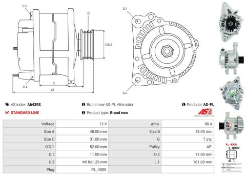 Генератор Toyota Land Cruiser Prado 4.0 02-10 (12V/80A)