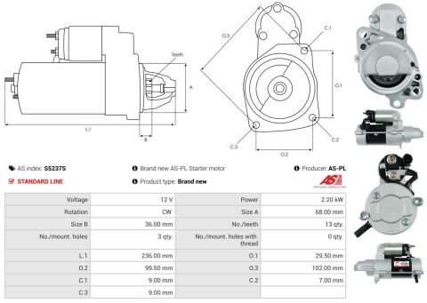 Стартер Opel Astra J/K/Renault Trafic III 1.6 CDTi/dCi 13- (12V/2.2 kw) (z=13) Стартер Opel Astra J/K/Renault Trafic III 1.6 CDTi/dCi 13- (12V/2.2 kw) (z=13)