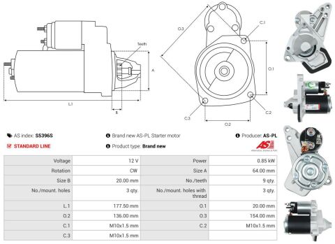 Стартер Renault Clio/Megane/Scenic 1.2 TCe 12- (12V/0.85kw) (z=9) Стартер Renault Clio/Megane/Scenic 1.2 TCe 12- (12V/0.85kw) (z=9)