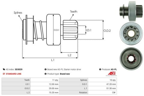 Бендикс стартера (z=11) Citroen Berlingo II 1.6HDI