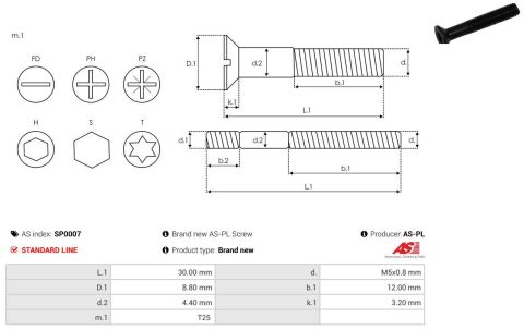 Болт з головкою системи TORX з чорного металу