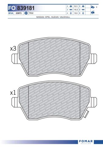 Колодки тормозные дисковые (комплект 4 шт)
