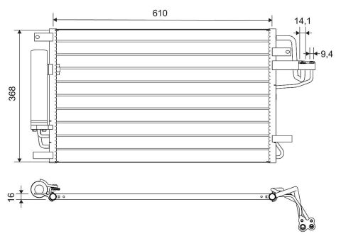 Радиатор кондиционера (с осушителем) Hyundai Tucson/Kia Sportage 2.0D 04-