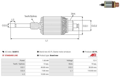 Ротор стартера (тип Valeo D7G11) 2.5dCi / 2.2dCi + 2.5dCi Renault Trafic II + Opel Vivaro A 03-14 / Renault Master II + Opel Movano A 01-10