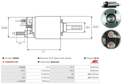 Втягувальне реле стартера (тип MITSUBISHI) (12 V) 1.5dCi Renault Sandero I / Renault Megane II / Renault Scenic II