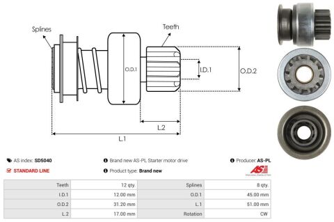 Бендикс стартера (z=12, z=8 тип MITSUBISHI) 1.5dC Renault Sandero I / Renault Megane II / Renault Scenic II