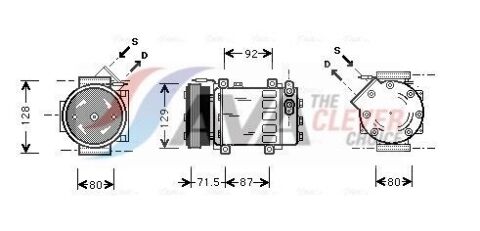 Компресор кондиціонера DACIA LOGAN (2005) / RENAULT MEGANE (1996) (вир-во AVA)