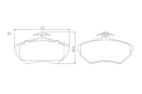 Колодки гальмівні (передні) Seat Cordoba/Ibiza/VW Caddy/Golf/Polo 91-04/Passat B3/B4 88-97 Колодки гальмівні (передні) Seat Cordoba/Ibiza/VW Caddy/Golf/Polo 91-04/Passat B3/B4 88-97