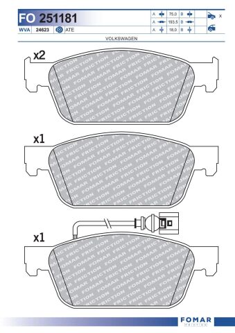 Комплект гальмівних накладок, дискове гальмо Комплект гальмівних накладок, дискове гальмо