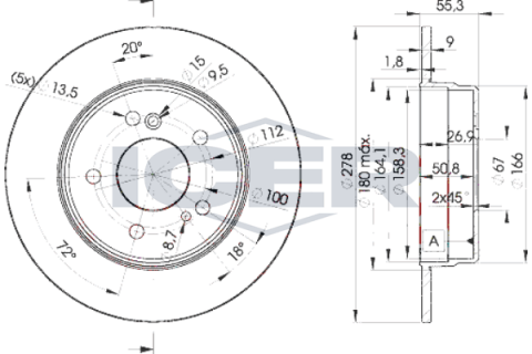 Диск гальмівний (задній) MB C-class (W202/W203)/E-class (W124/W210) 93-07 (278x9)