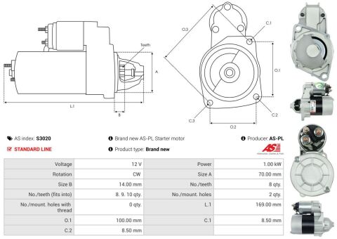Стартер MB A-class (W168/W169) 1.4-2.1 (M166/M266) 97-12 (12V/1.0kw) (z=8) Стартер MB A-class (W168/W169) 1.4-2.1 (M166/M266) 97-12 (12V/1.0kw) (z=8)