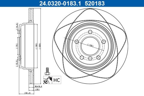 Диск гальмівний (задній) BMW 5 (E60/E61)/6 (E64) 2.0-3.0i/2.0-3.0d 03-12 (320x20)