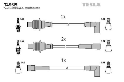 Кабель зажигания к-кт TESLA Citroen, Peugeot 86-94 1,5 Кабель зажигания к-кт TESLA Citroen, Peugeot 86-94 1,5