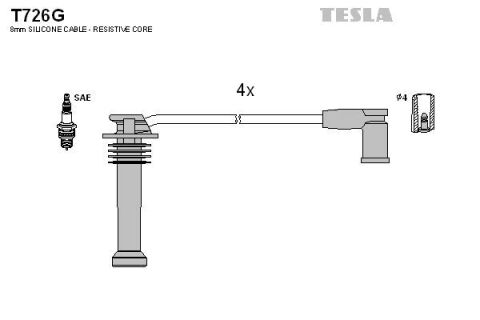 Кабель зажигания к-кт TESLA Ford 98-2004 1,6 Кабель зажигания к-кт TESLA Ford 98-2004 1,6