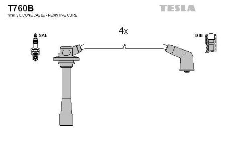 Дроти високовольтні, комплект TESLA Mazda 626,MX6 91- 1,8