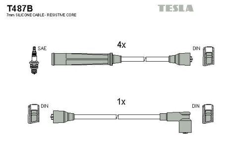Кабель запалювання к-кт TESLA Mitsubishi Galant 80-87 1,6 Кабель запалювання к-кт TESLA Mitsubishi Galant 80-87 1,6