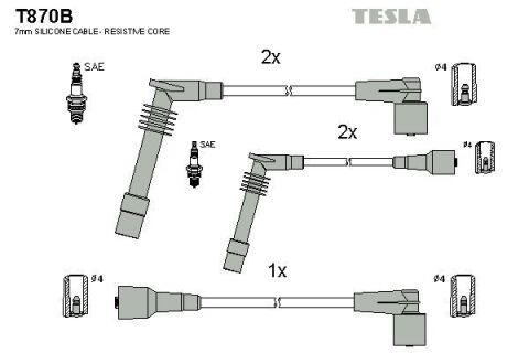 Кабель зажигания к-кт TESLA Opel Calibra,Vectra 88-00 1,6